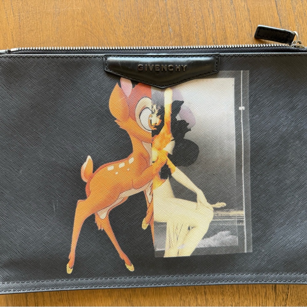 Givenchy Black and Orange Graphic Clutch